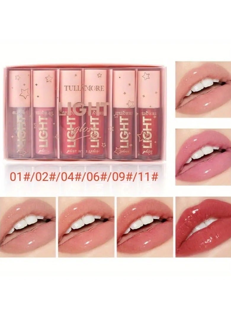 ORiTi ملمع شفاه كاندي مرطب بـ 6 ألوان - ملمع شفاه بيرليسسينت مرآة عاري مع ملمع شفاه طبيعي وزيت شفاه هدايا عيد الحب - Image 1