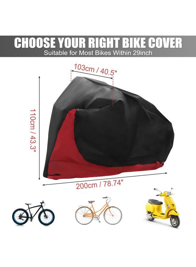 uxcell XL Waterproof Bike Bicycle Cover Electric Bike Dust Snow Rain Cover Protector for Mountain Bikes, Road Bike, Beach Cruisers and Mopeds Scooter fit 29 Inch 2 Bikes Red - Image 2