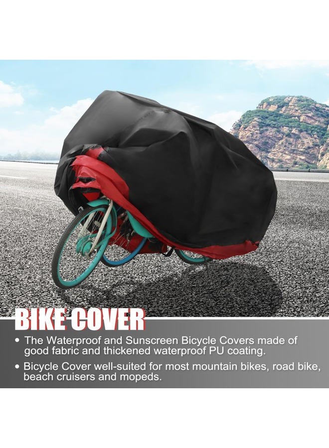 uxcell XL Waterproof Bike Bicycle Cover Electric Bike Dust Snow Rain Cover Protector for Mountain Bikes, Road Bike, Beach Cruisers and Mopeds Scooter fit 29 Inch 2 Bikes Red - Image 3
