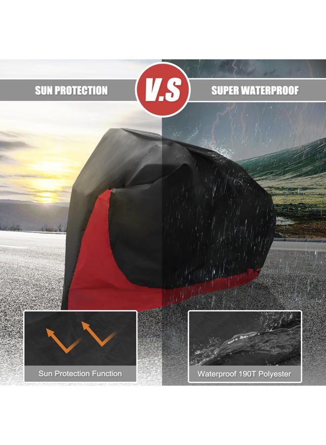 uxcell XL Waterproof Bike Bicycle Cover Electric Bike Dust Snow Rain Cover Protector for Mountain Bikes, Road Bike, Beach Cruisers and Mopeds Scooter fit 29 Inch 2 Bikes Red - Image 5