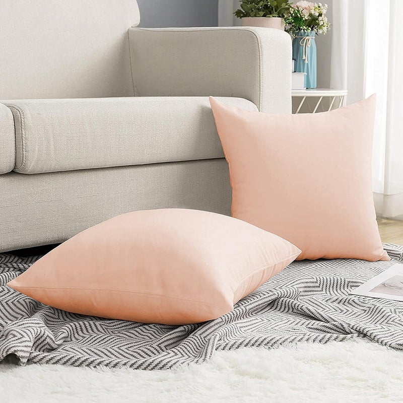 Day Care 400TC Imperious Design Decorative Throw Cushion Cover 100 Egyptian Cotton Size 14x14 PeachBlush Set of 2 - Image 1