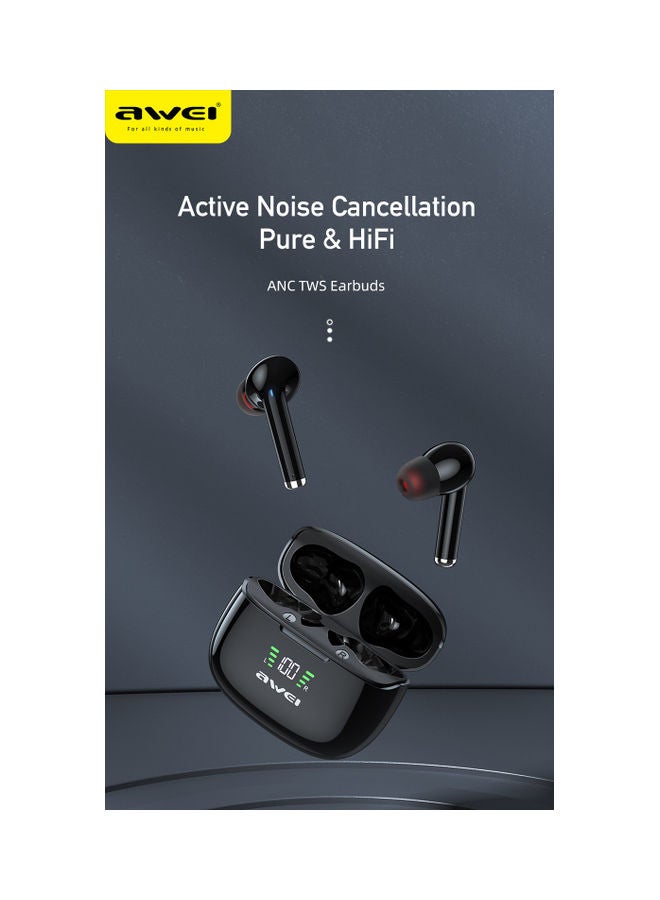أوي سماعة رأس لاسلكية ANC BT 5.2 TWS مع علبة شحن رقمية أسود - Image 2