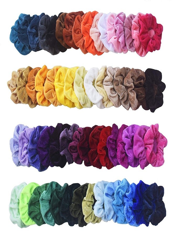 Fameza 24 Pcs Hair Scrunchies Velvet Elastic Hair Bands Scrunchy Hair Ties Ropes Scrunchie for Women Girls Hair Accessories - 24 Assorted Colors Scrunchies - Image 1
