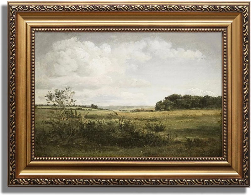 KBKBART لوحة فنية قديمة بإطار ذهبي لمنظر طبيعي - Image 1