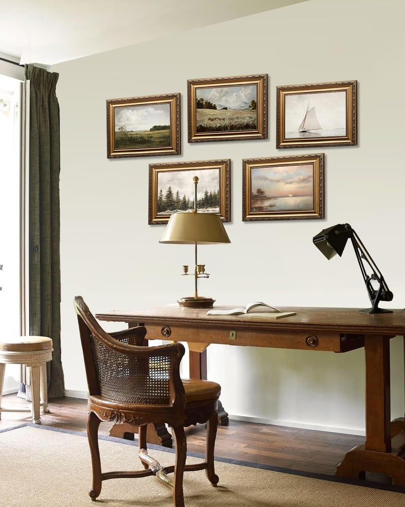 KBKBART لوحة فنية قديمة بإطار ذهبي لمنظر طبيعي - Image 5