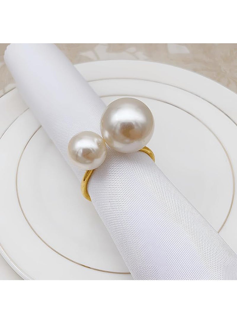 Set of 12 Napkin Rings for Dinning Table Setting- Pearl Napkin Rings for Holiday Party, Home Kitchen for Casual or Formal Occasion,Wedding Party Dinner Table Decoration (Pearl, 12pcs) - Image 4