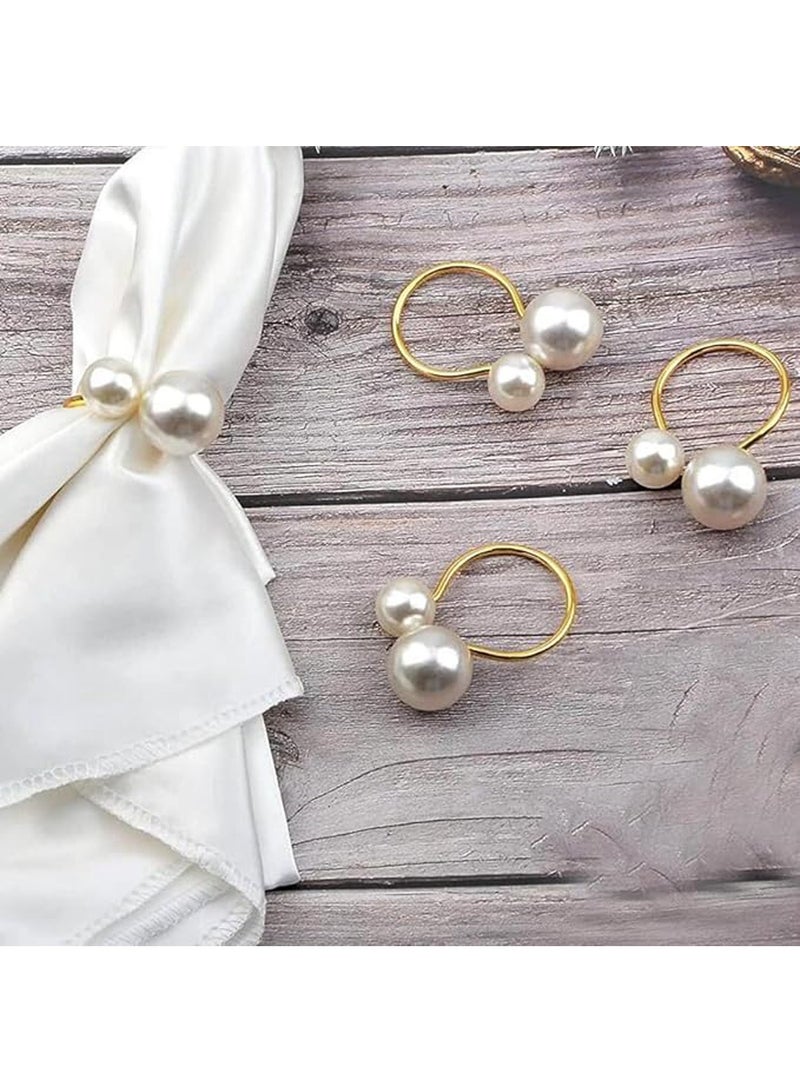 Set of 12 Napkin Rings for Dinning Table Setting- Pearl Napkin Rings for Holiday Party, Home Kitchen for Casual or Formal Occasion,Wedding Party Dinner Table Decoration (Pearl, 12pcs) - Image 3