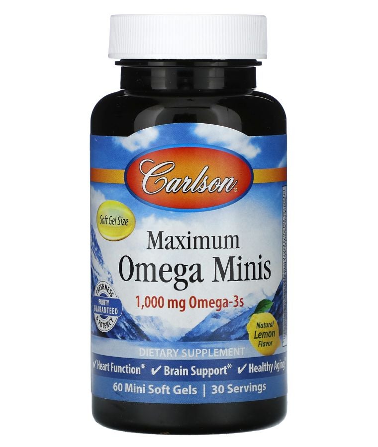 Maximum Omega Minis Natural Lemon 60 Mini Soft Gels (500 mg per Soft Gel)