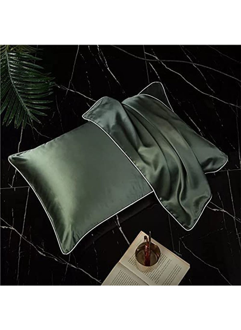GT-Wheel 100% Mulberry Silk Pillowcase for Hair and Skin, 19 Momme Natural Silk Pillowcases, Soft Breathable Smooth Silk Pillow Cover 48cm*74cm(Green 1PC)  - Image 1