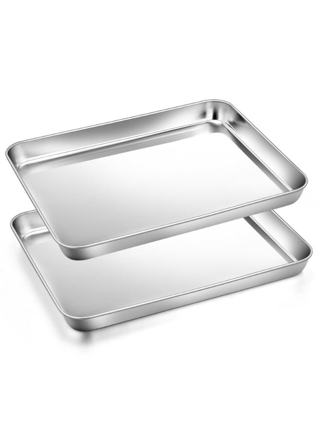 Mordely 2Pcs Baking Sheet Pan Set, Stainless Steel Cookie Sheets, Commercial Metal Pans Toaster Oven Tray Bakeware for Jelly Roll/Bread/Bacon, Heavy Gauge, Rust-free & Dishwasher Safe  - Image 1