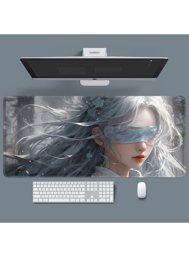 Anime Style Super Large E-sports Mouse Pad Non-slip Thickened Edge Lock Game Table Pad Keyboard Pad Notebook Male Dormitory-Color:800*300*2mm-Pattern:Travel 2-white Eye Mask - Image 1
