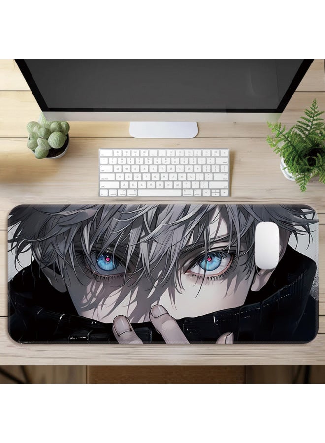 Anime Style Super Large E-sports Mouse Pad Non-slip Thickened Edge Lock Game Table Pad Keyboard Pad Notebook Male Dormitory-Color:800*300*2mm-Pattern:Travel 2-white Eye Mask - Image 2