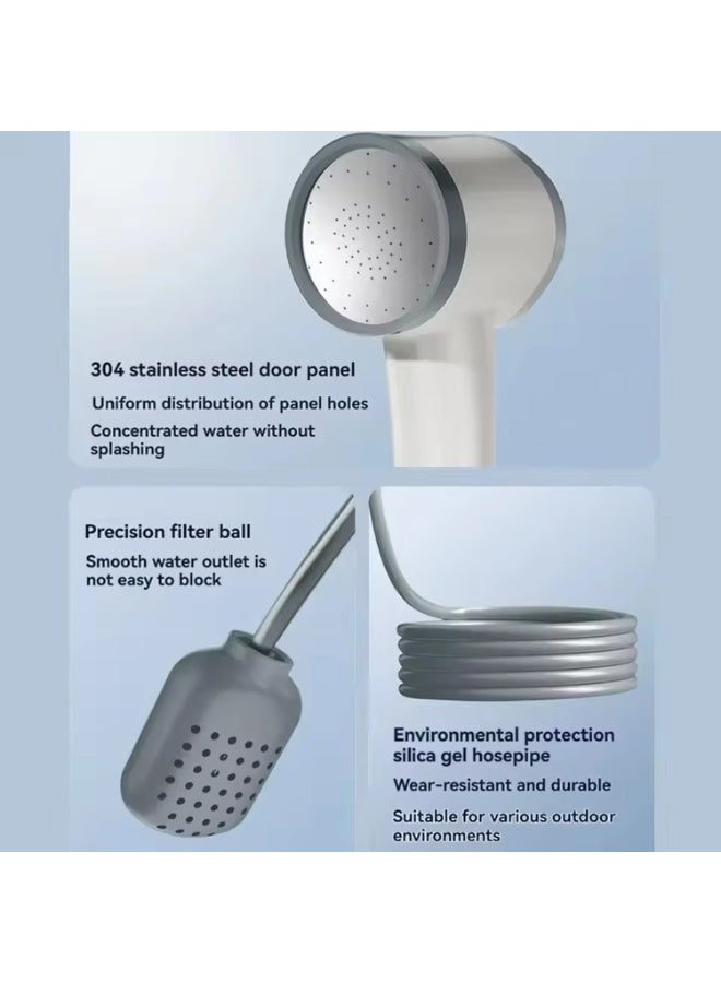 دش خارجي محمول - رأس دش تخييم محمول قابل لإعادة الشحن مع كوب شفط، ومنفذ USB من النوع C، وشاشة عرض لدرجة الحرارة، ونسبة البطارية، ووضعان، وخرطوم بطول 2 متر، وتيار ثابت لطيف - Image 4