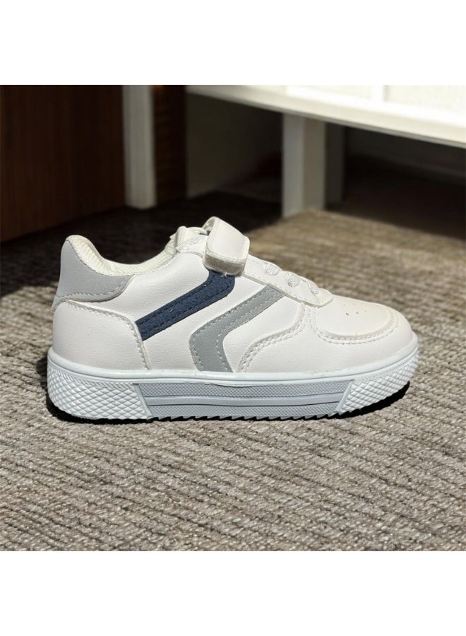 Kids Casual Sneakers White with Velcro & Laces – Comfortable Daily Shoes - Image 4
