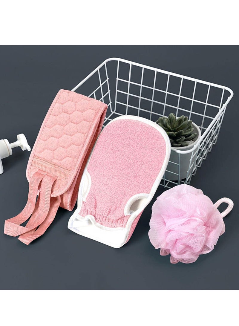 Body Scrub Tools Bath Sponge Bath Loofah Back Cleaner Exfoliating Gloves 3pcs - Image 3