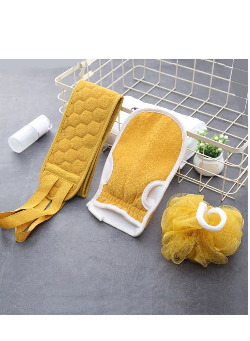 Body Scrub Tools Bath Sponge Bath Loofah Back Cleaner Exfoliating Gloves 3pcs - Image 2