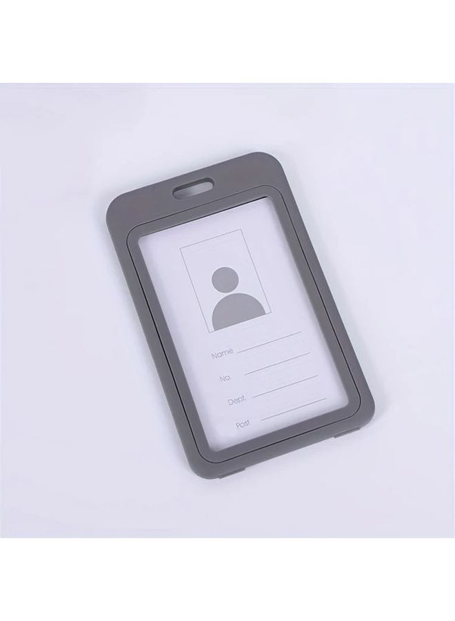 أكمام بطاقة هوية عمودية رمادية شفافة 5 قطع في العبوة بولي بروبلين مزدوجة الجانب لحماية بطاقة العمل أو المدرسة أو الحرم الجامعي - Image 1