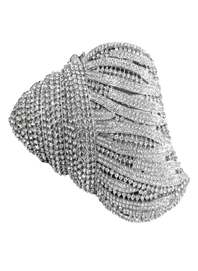 DEBIMY Conch Rhinestone Evening Clutch Bag for Women Novelty Crystal Clutch Purse Wedding Cocktail Party Shiny Handbag Purse Silver - Image 1