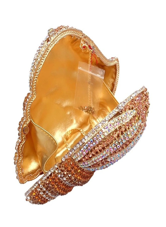 DEBIMY Conch Rhinestone Evening Clutch Bag for Women Novelty Crystal Clutch Purse Wedding Cocktail Party Shiny Handbag Purse Silver - Image 4