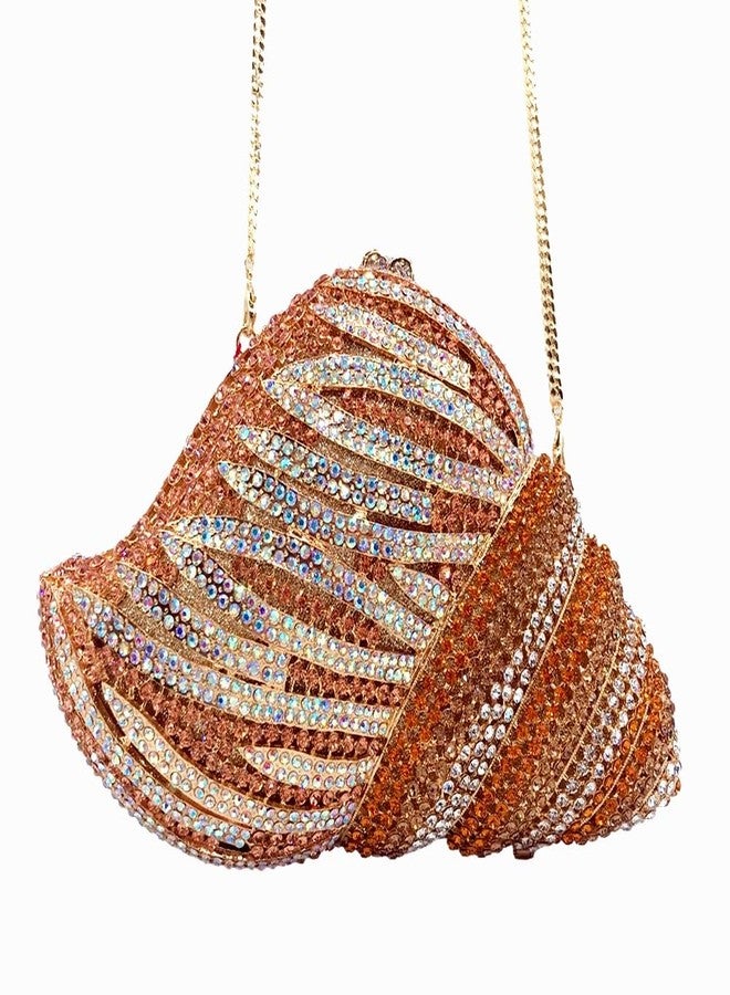 DEBIMY Conch Rhinestone Evening Clutch Bag for Women Novelty Crystal Clutch Purse Wedding Cocktail Party Shiny Handbag Purse Silver - Image 2