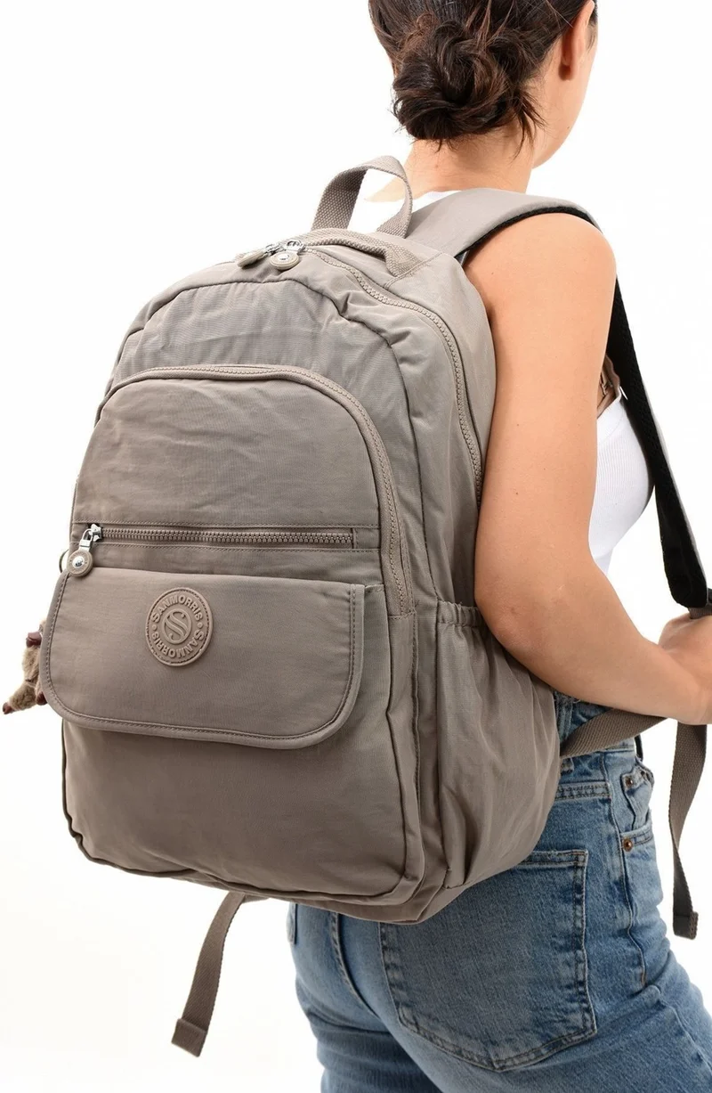 Sanmorris Unisex Waterproof Fabric Large Mink Color School Travel Backpack with Laptop Compartment