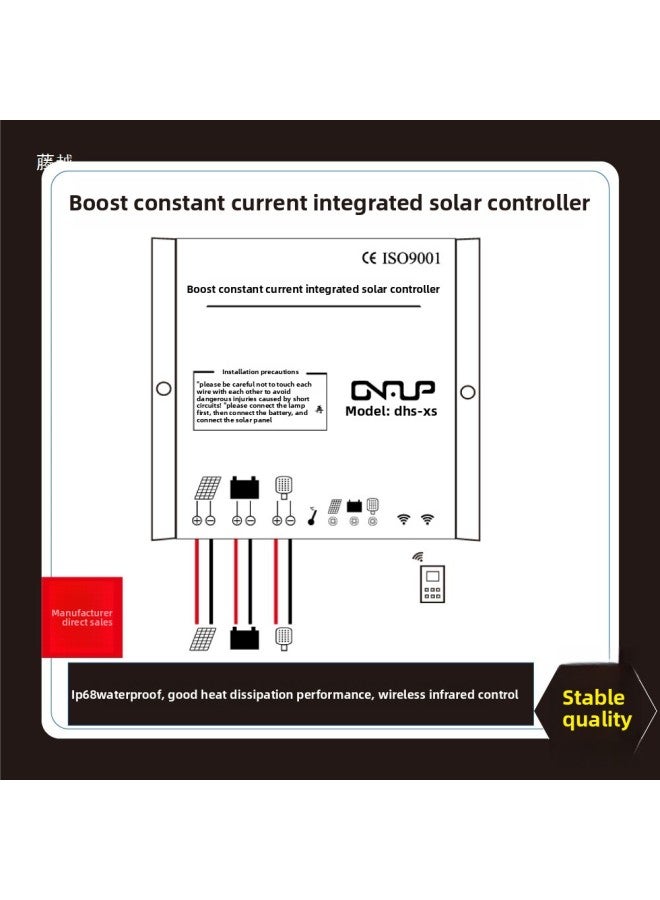 Boost Constant Current Street Light Solar Controller 12V24V10A Drive Integrated Light Control Time Control With Remote Control Function-Colour:12.8v10a Lithium Iron Phosphate Pure Light Control Mode Full Power 14.6 Volts  - Image 4