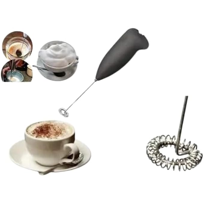 ريحني خفاقة حليب يدوية، خفاقة قهوة كهربائية صغيرة، صانعة رغوة، خلاط مشروبات محمول للاتيه والكابتشينو والماتشا والشوكولاتة الساخنة والكريمة والحليب باللون الأسود - Image 1