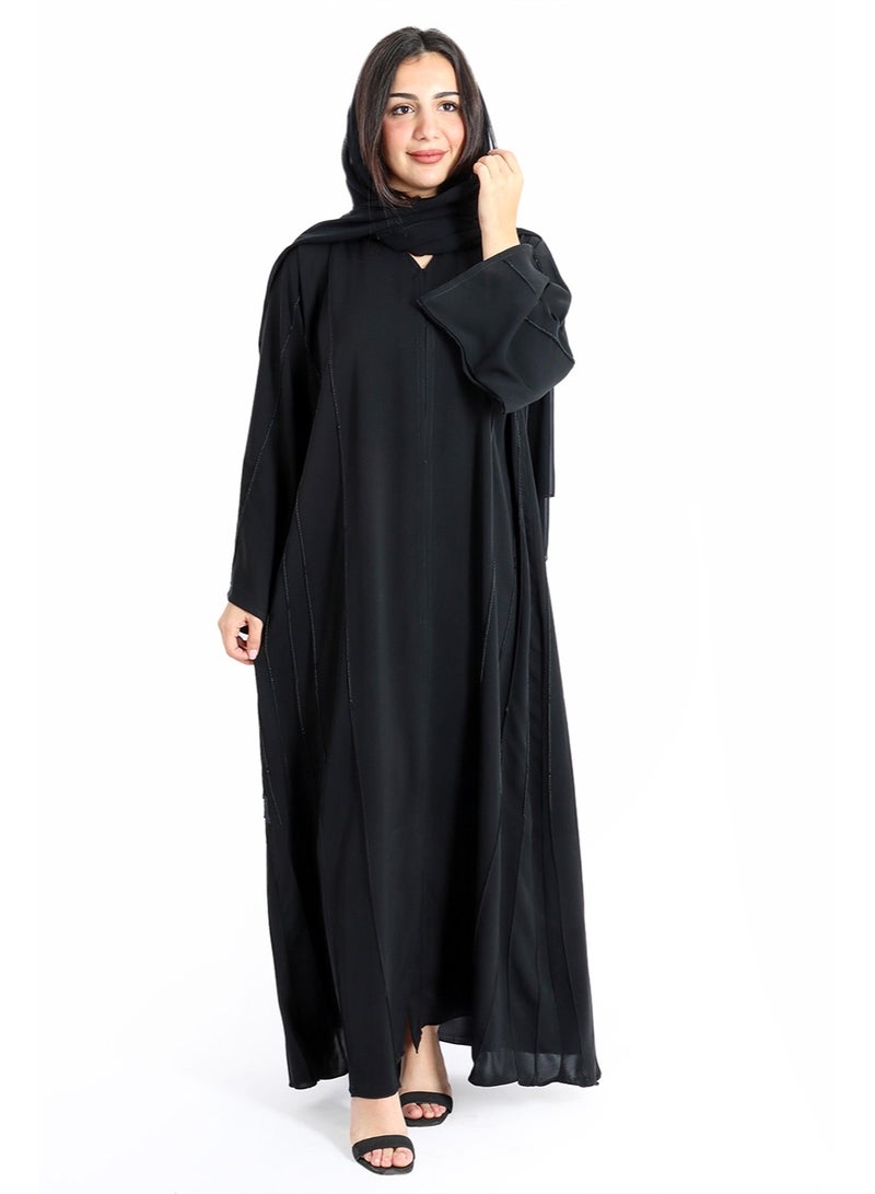 اكسا عباءة أنيقة مطرزة يدوياً ملكي - Image 1