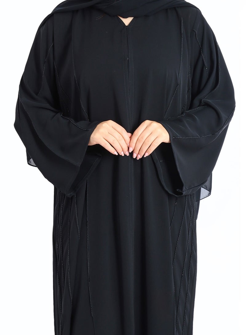 اكسا عباءة أنيقة مطرزة يدوياً ملكي - Image 2