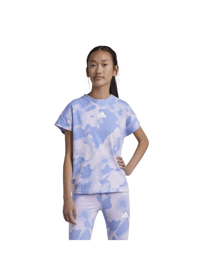 Adidas Jg Fi Aop T Blue Training T-Shirts 7-8Y  - Image 3