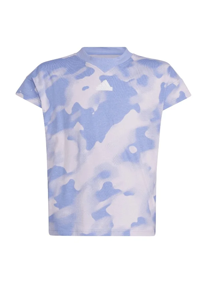 Adidas adidas Jg Fi Aop T Blue Training T-Shirts 7-8Y