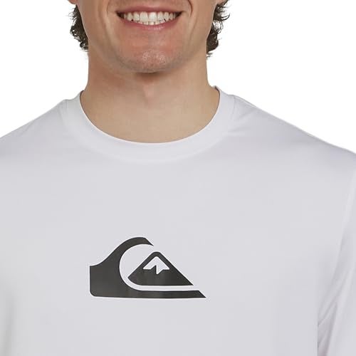 Quiksilver Mens Swimwear Regular Fit UPF 50 Long Sleeve Sun Tee Rash Guard Shirt White Large - Image 3