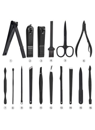 Manicure Set, Professional Stainless Steel Pedicure Nail Clipper Tools Kit with PU Leather Folding Case，Women Men Nail Scissors Nail Cutter Set，16 In 1 Travel Grooming Care Tool Kits - view 2