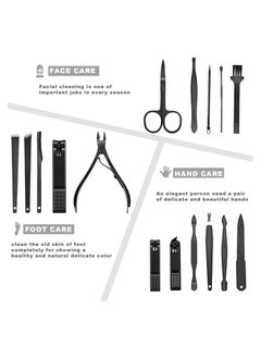 ORiTi Manicure Set, Professional Stainless Steel Pedicure Nail Clipper Tools Kit with PU Leather Folding Case，Women Men Nail Scissors Nail Cutter Set，16 In 1 Travel Grooming Care Tool Kits  - Image 5