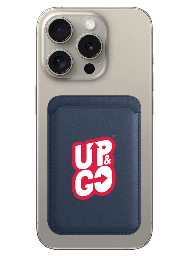 Theodor Magnetic Wallet, Compatible with MagSafe Wallet, for iPhone Wallet, for iPhone 16/15/14/13/12 Series, Not for iPhone 13/12 mini, 3 Card Holder, Vegan Leather, Navy - Up & Go - Image 1