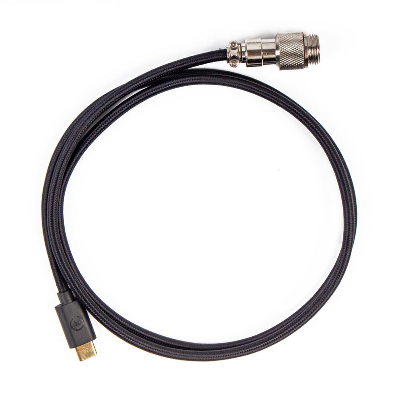Keychron Custom Coiled Aviator USB-C Cable, Black, 5-Pin (GX12) Detachable Metal Connector, USB-A Adapter, Durable Braided Cable for Mechanical Keyboards, Charging & Data Transfer - Image 3