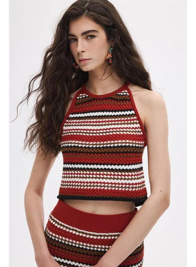 Sherin Kiremit Halter Tricot Blouse.