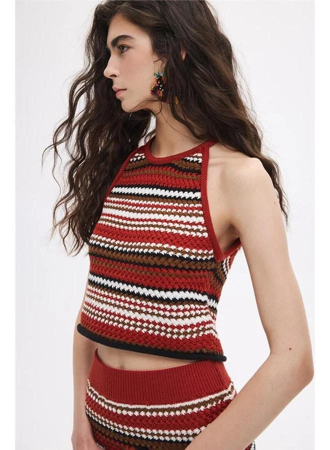 Sherin Kiremit Halter Tricot Blouse.