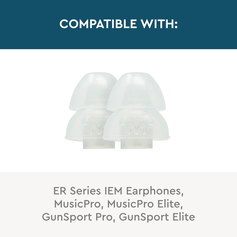 Etymotic Dual Flange Silicone Eartips, Clear - 6 Pack - Medium Fit - Image 4