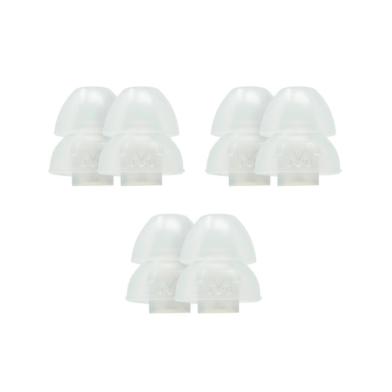 Etymotic Dual Flange Silicone Eartips, Clear - 6 Pack - Medium Fit - Image 1