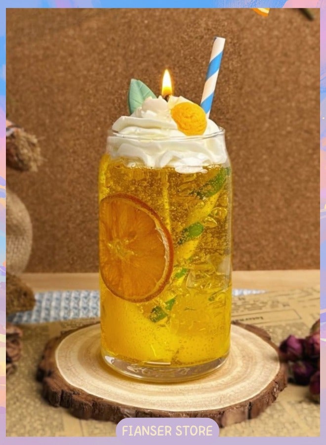 Candles Handmade Ice Cream Orange Iced Tea Home Scented 18 Hours Fragrance Aromatherapy Wax Natural Soy Glass Jar Stress Relief Luxury Wedding Bathroom Birthday Yoga Anniversary