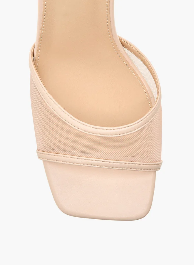 Flora Bella By Shoexpress Mesh Detail Stiletto Sandals with Ankle Strap and Buckle Closure