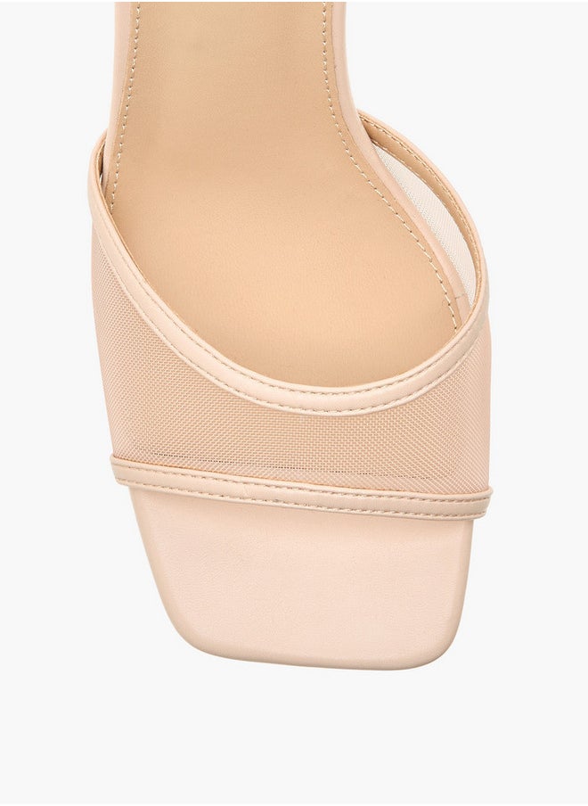 Flora Bella By Shoexpress Mesh Detail Stiletto Sandals with Ankle Strap and Buckle Closure  - Image 4