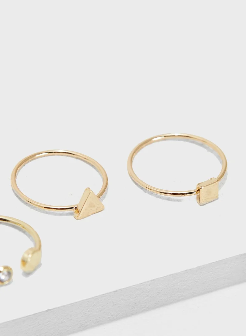 Ginger Multipack Geometric Details Rings