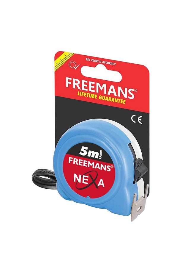 FREEMANS FREEMANS NEXA 5m:19mm Steel Inchi Measuring Tape - 5m With Unbreakable ABS case || Click Action Front Lock || Double-sided Printing and Belt Clip  - Image 4