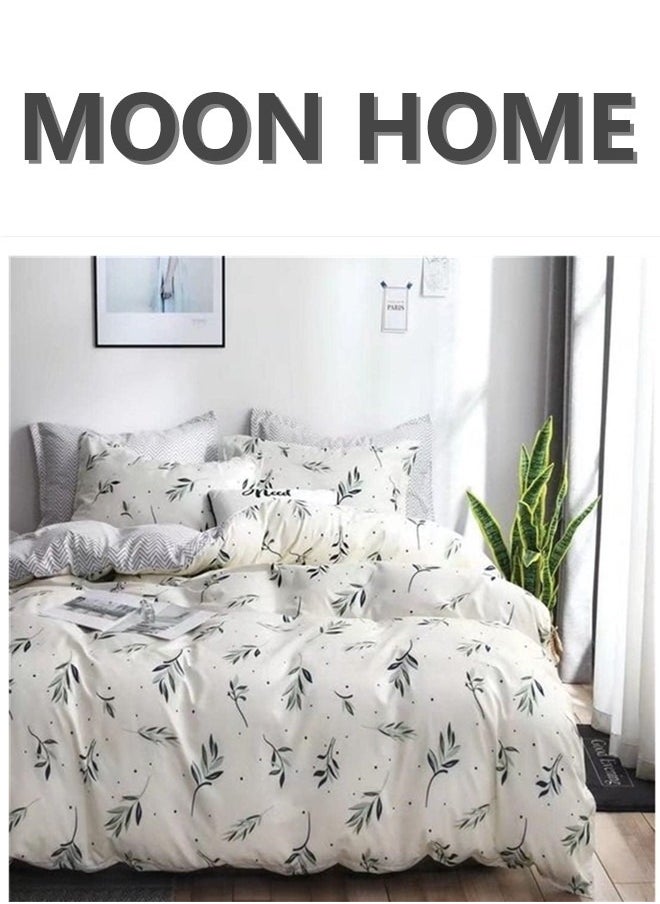 MOON HOME King/Queen/Single size Soft and Breathable Microfiber Hypoallergenic Beautiful Design Duvet Cover Set ,set includes 1 Comforter Cover, 1 Fitted Bedsheet, 4 Pillowcases  - Image 1