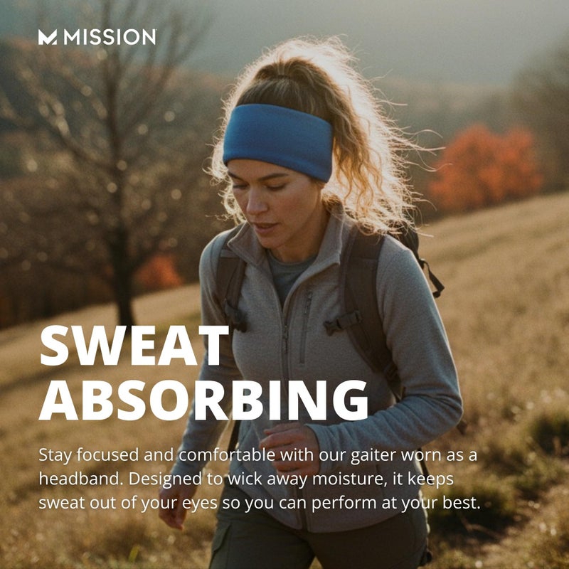 MISSION Multi-Use Neck Gaiter Face Mask for Ski & Outdoors, UPF 50, Breathable Lightweight Fabric (Blue) - Image 5