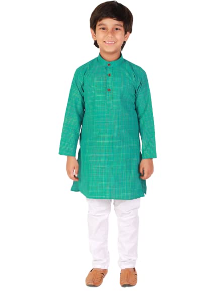 Pro-Ethic Style Developer Kids Ethnic Cotton Kurta Pajama|Traditional Style Kurta Pajama(S-155) Green, 5-6 Years - Image 1