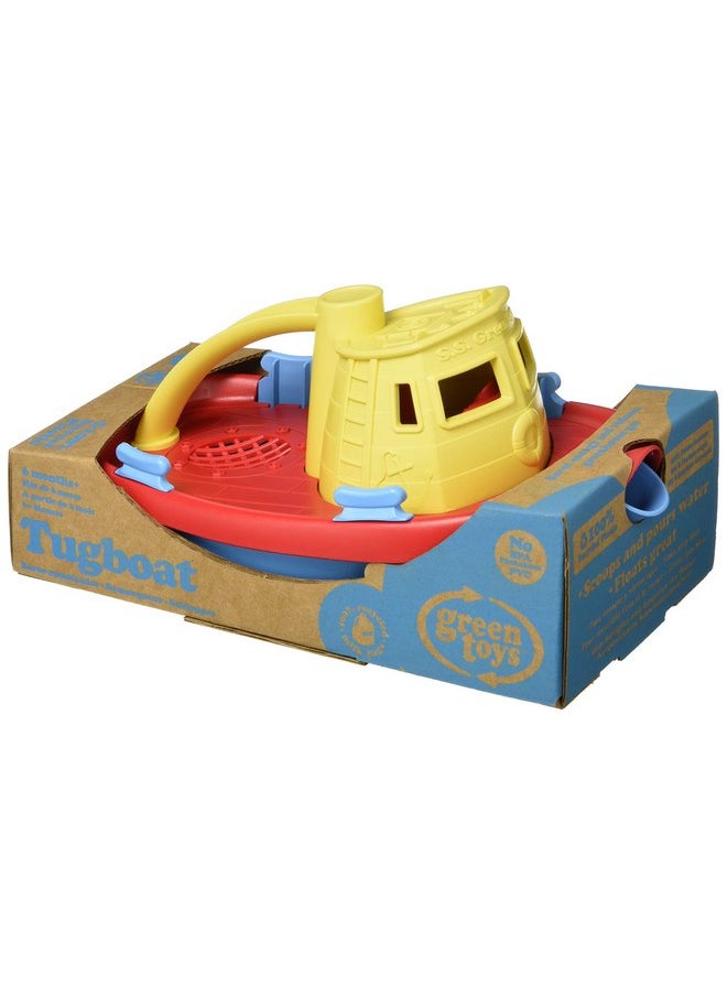 Green Toys Green Toys Tugboat, Yellow/Red/Blue CB - Pretend Play, Motor Skills, Kids Bath Toy Floating Pouring Vehicle. No BPA, phthalates, PVC. Dishwasher Safe, Recycled Plastic, Made in USA.  - Image 3