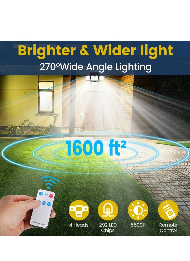 333 LED Solar Floodlight Motion Sensor Security Lamp Waterproof Garden Light 3 Head Solar Wall Lamp Outdoor Street Light